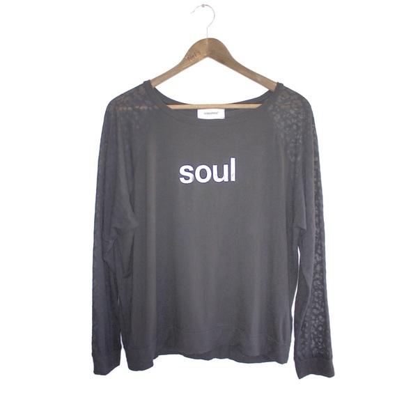 SoulCycle Metallic Preowned Mesh Sleeves Long Sleeve Top Large - Picture 1 of 7